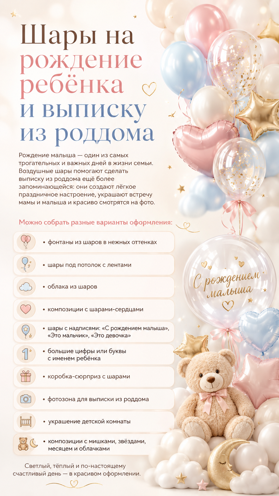 Шары на рождение ребёнка и выписку из роддома
