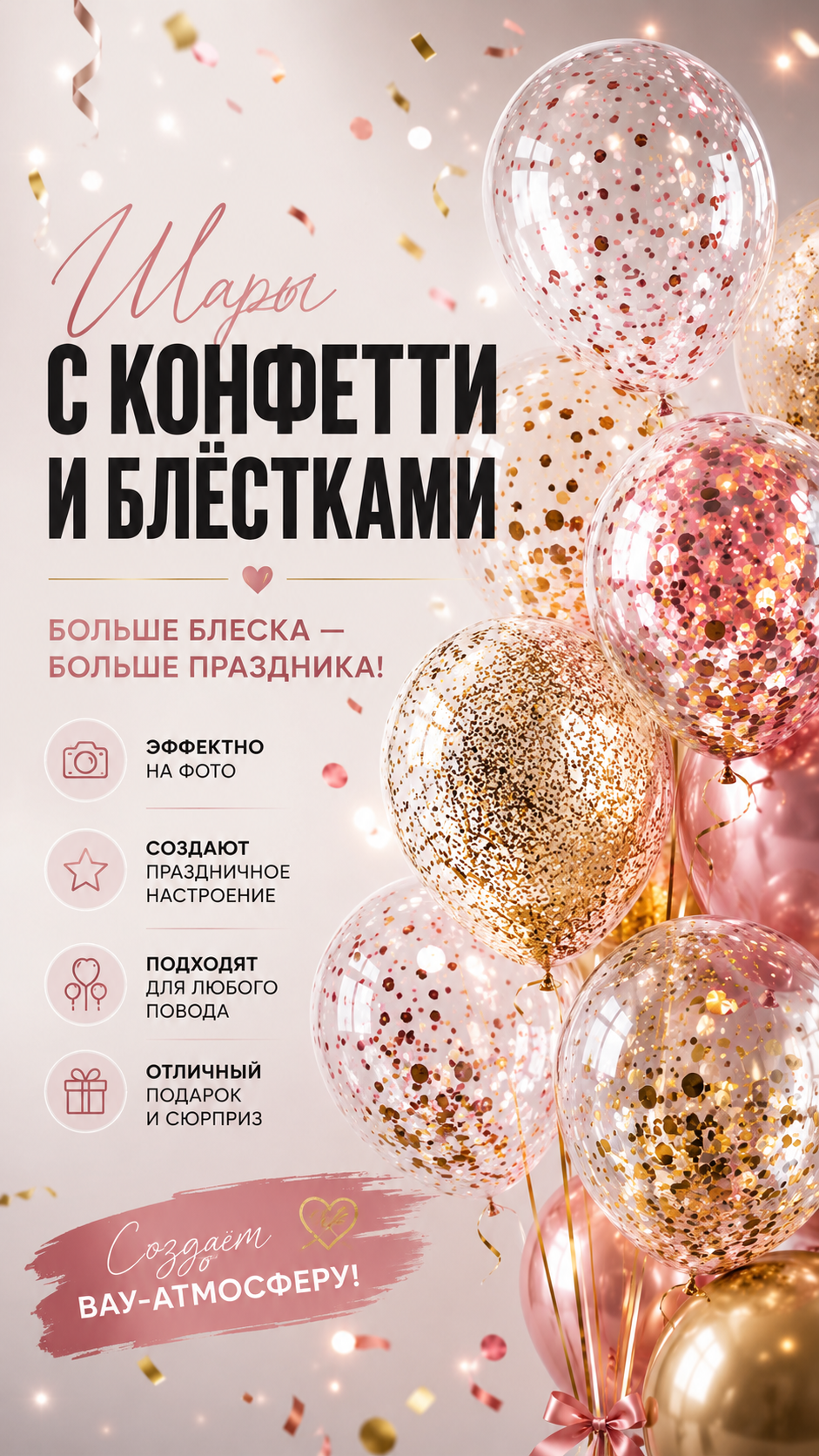 Шары с конфетти и блёстками